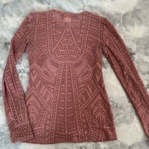 BCBGMaxAzria Pink Graphic Fitted Long Sleeve Hoodie